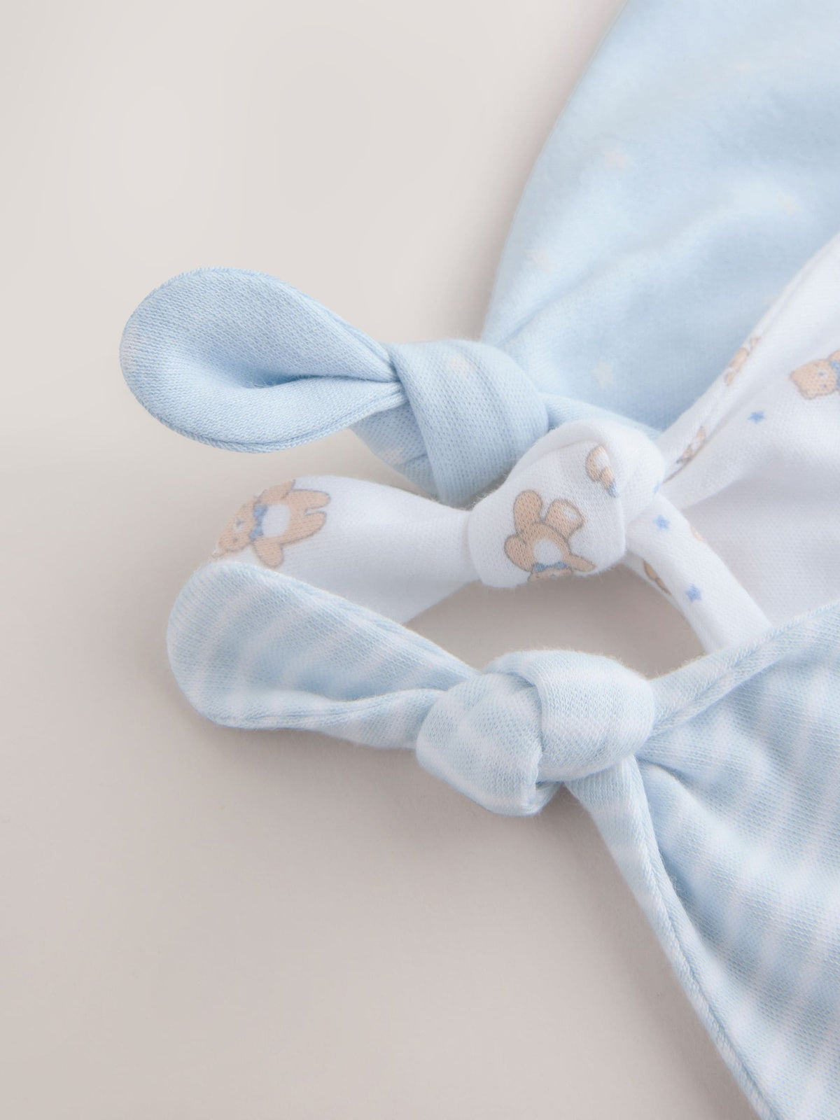 Blue Tie Top Baby Hats 3 Pack (0-12mths)