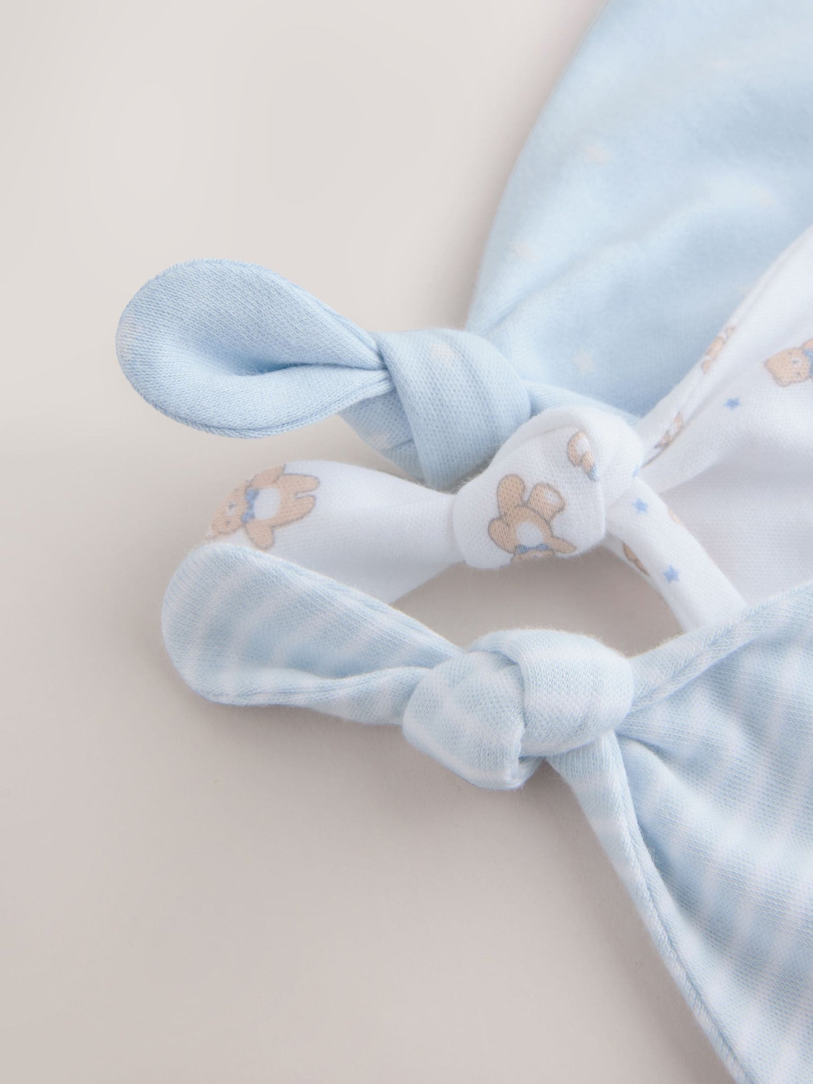 Blue Tie Top Baby Hats 3 Pack (0-12mths)