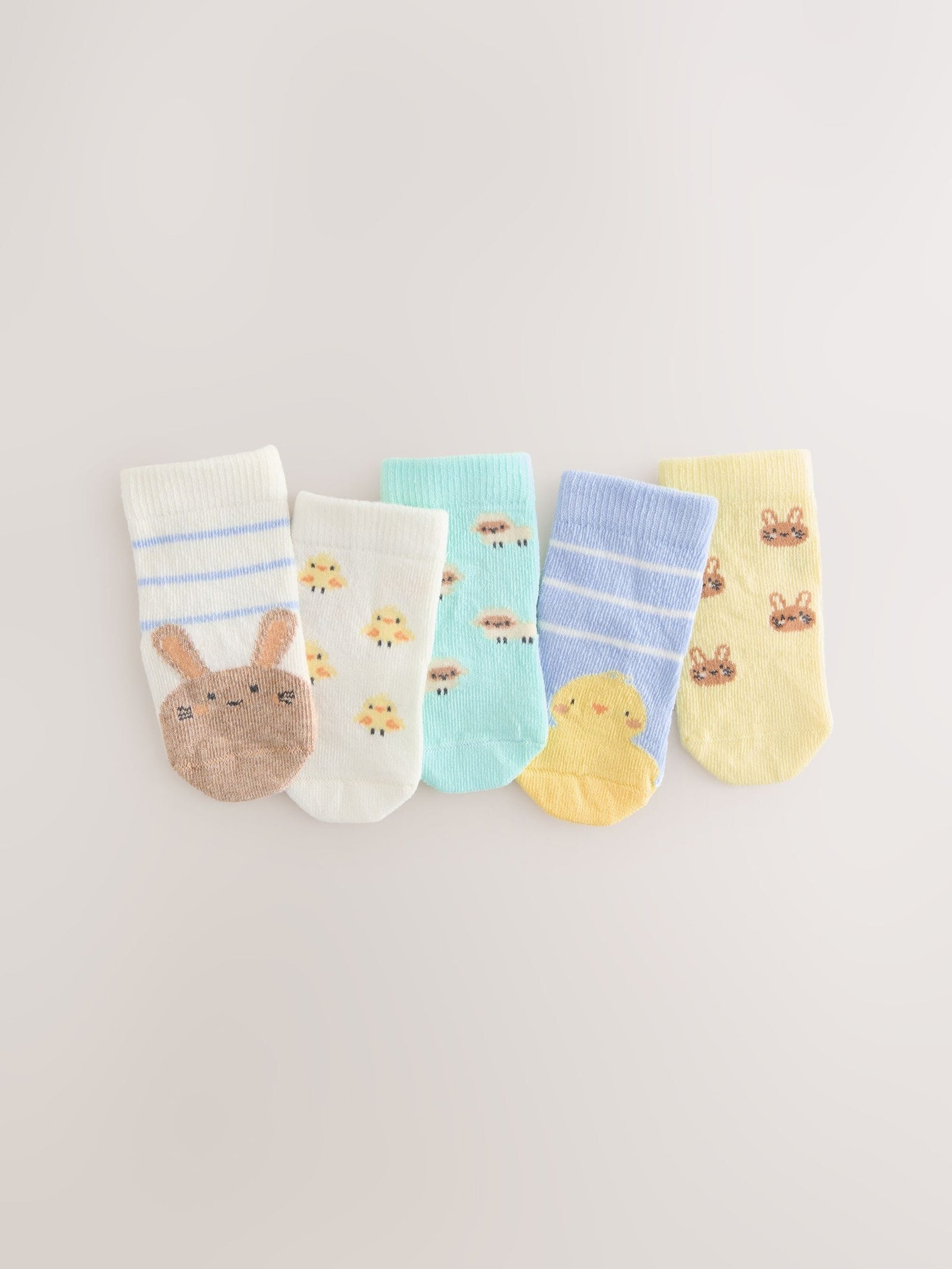 Yellow Baby Character Socks 5 Pack (0mths-2yrs)