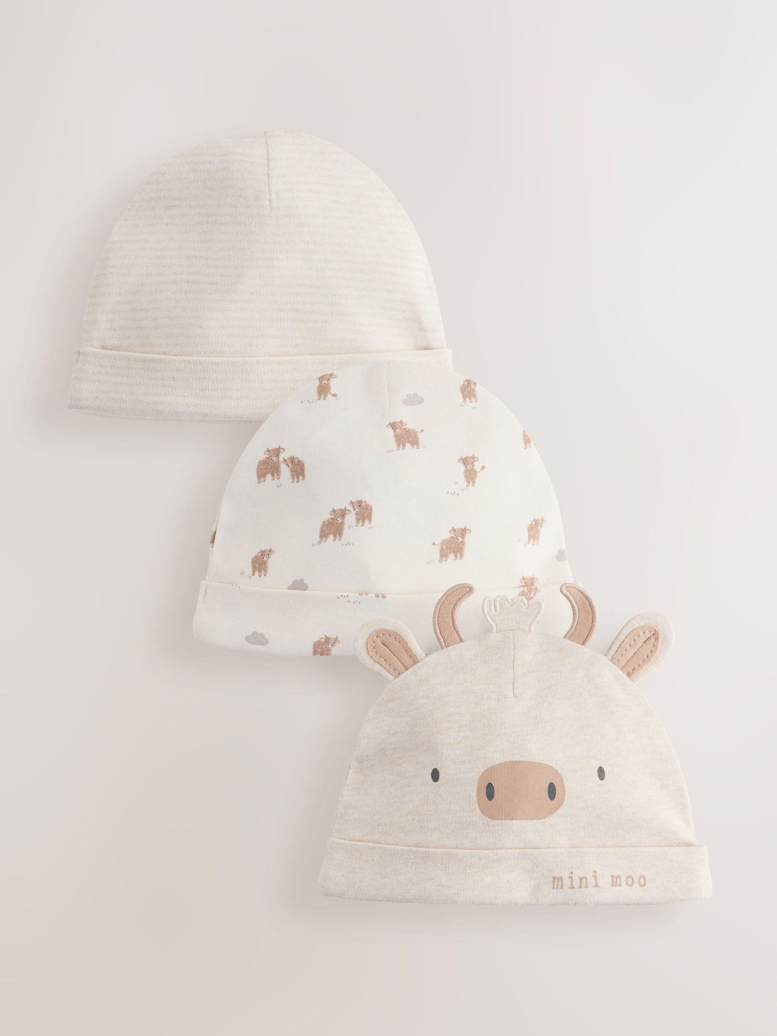 Neutral Hamish Baby Beanies 3 Pack (0-12mths)