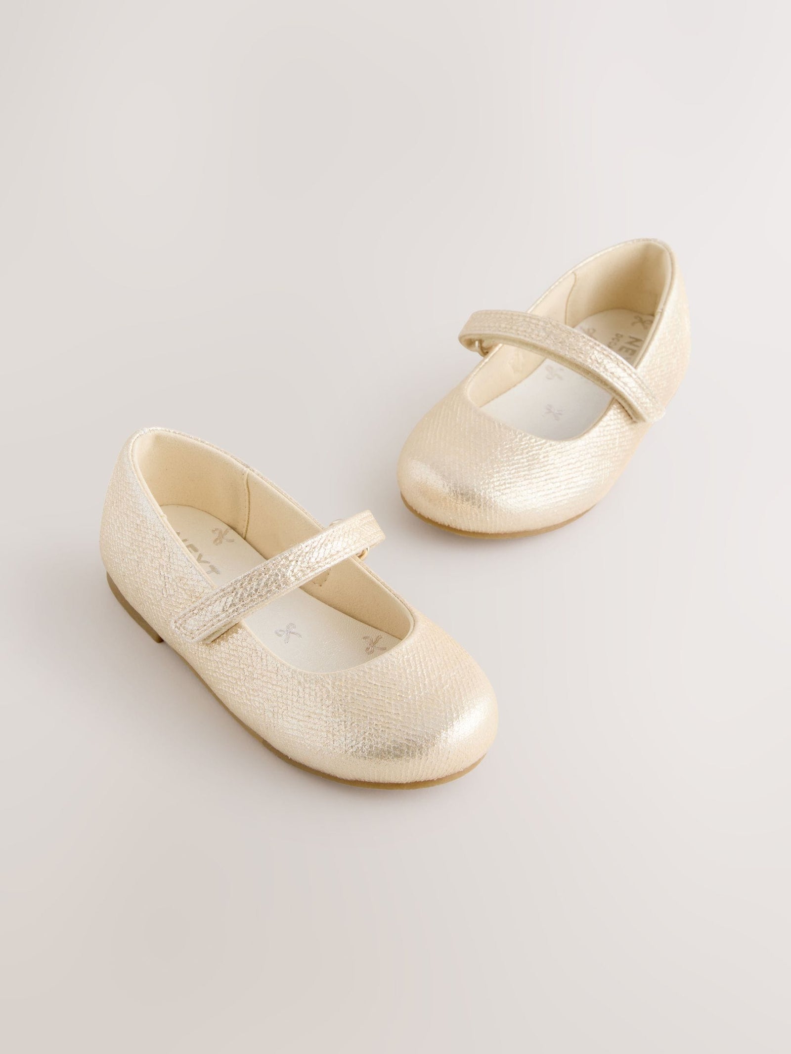 Gold Wide Fit (G) Mary Jane Touch Fastening Occasion Shoes