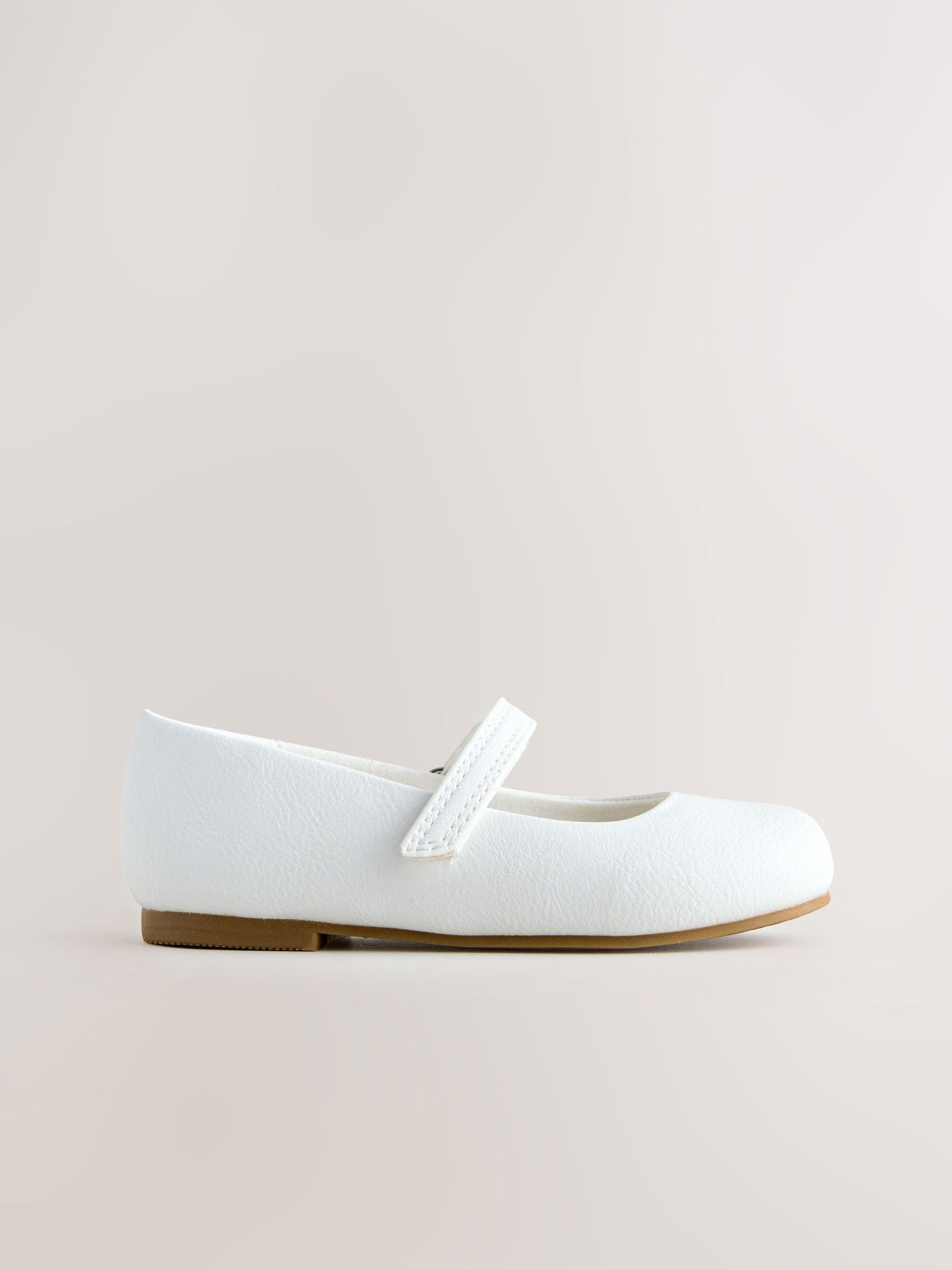 White Standard Fit (F) Mary Jane Touch Fastening Occasion Shoes