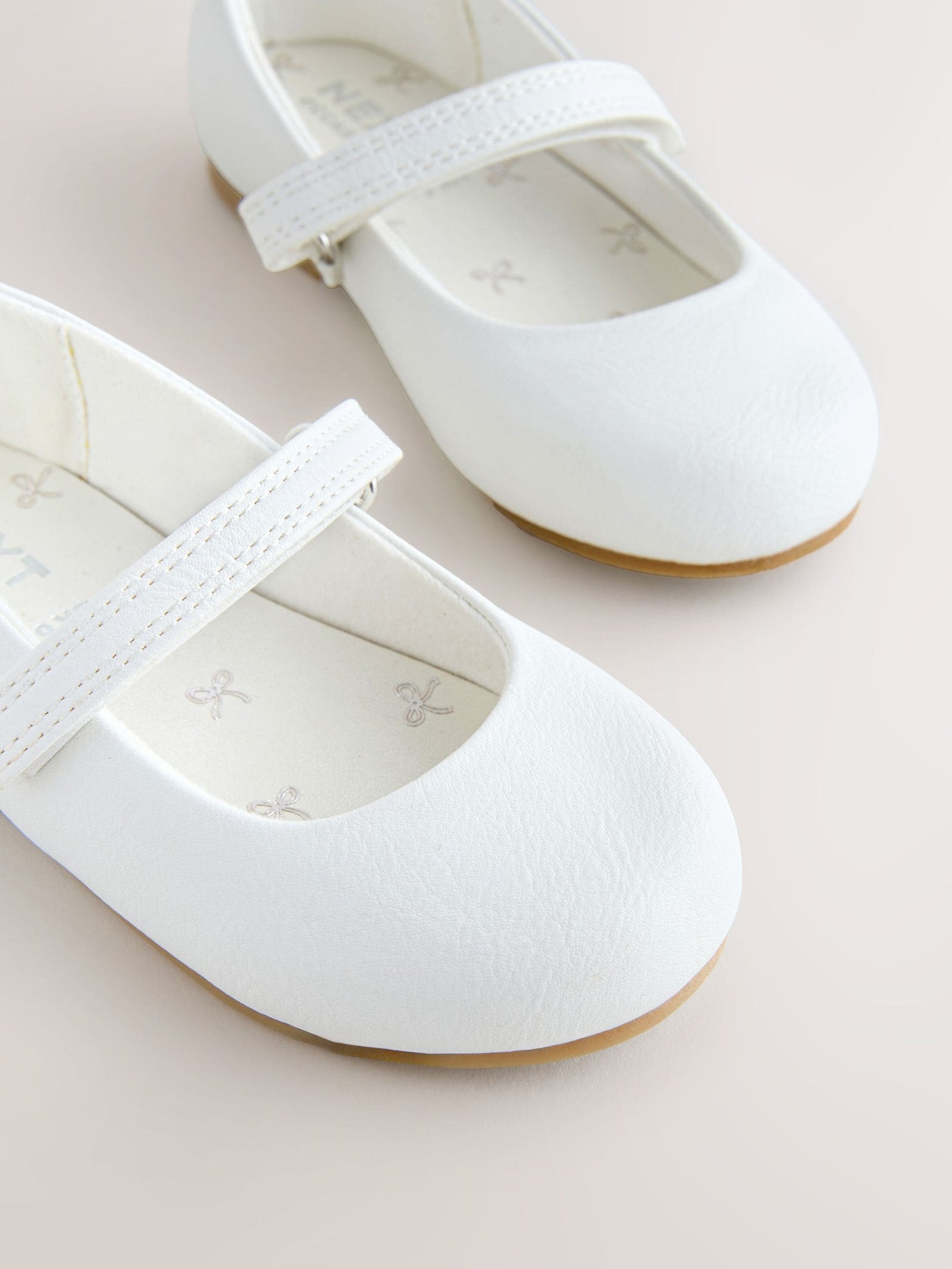 White Wide Fit (G) Mary Jane Touch Fastening Occasion Shoes