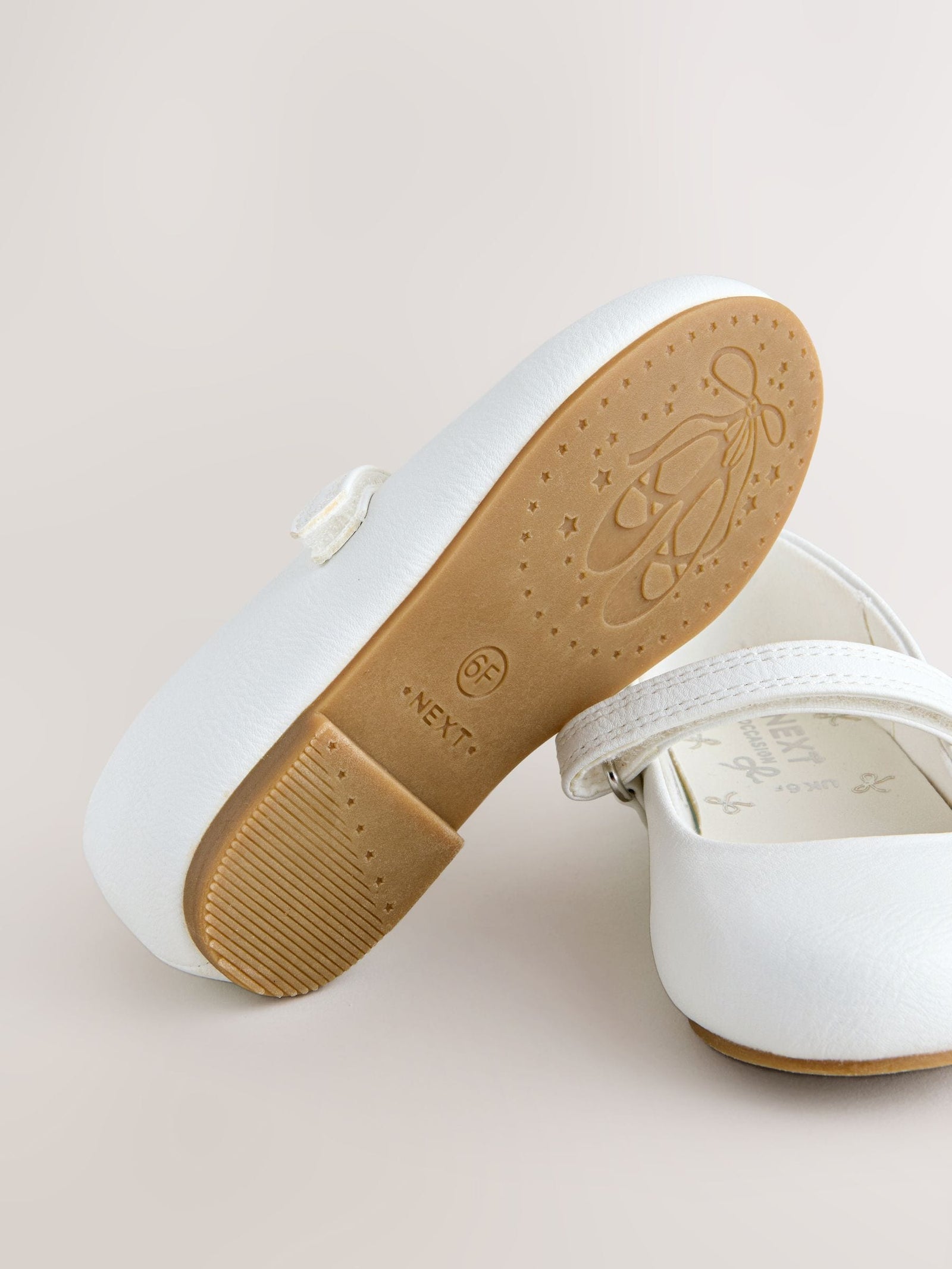 White Wide Fit (G) Mary Jane Touch Fastening Occasion Shoes