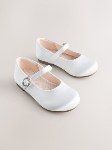 White Wide Fit (G) Flower Girl Occasion Mary Jane Shoes
