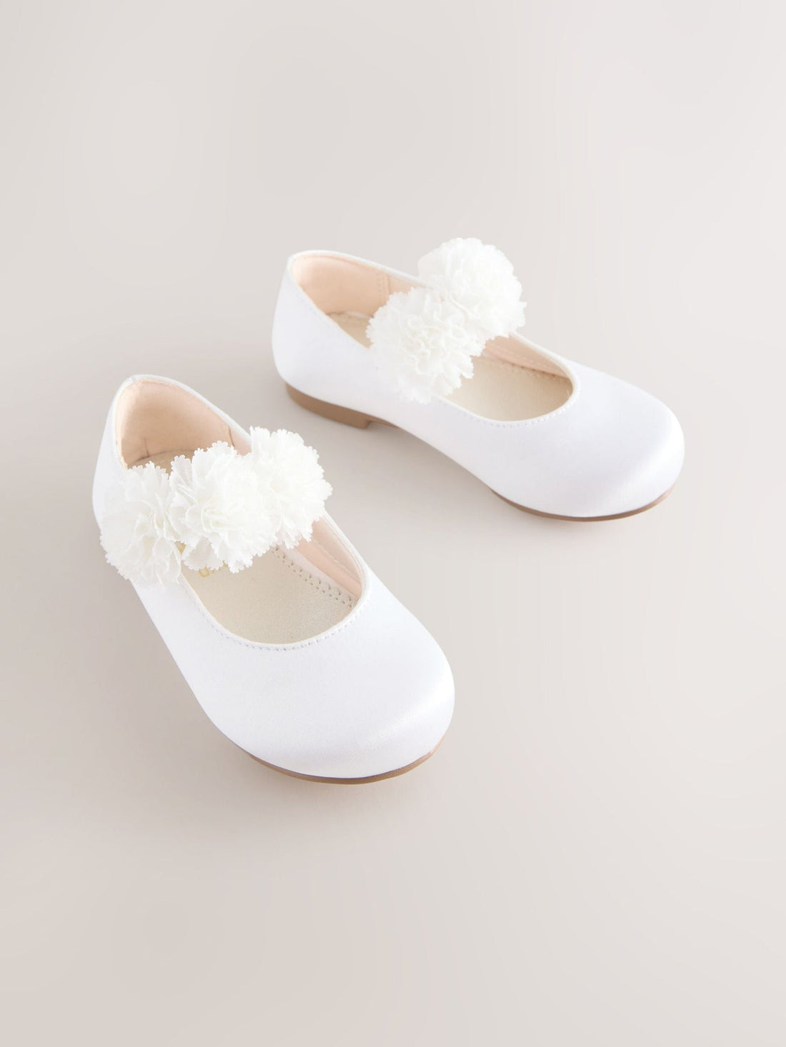 White Standard Fit (F) Satin Flower Girl Occasion Mary Jane Shoes