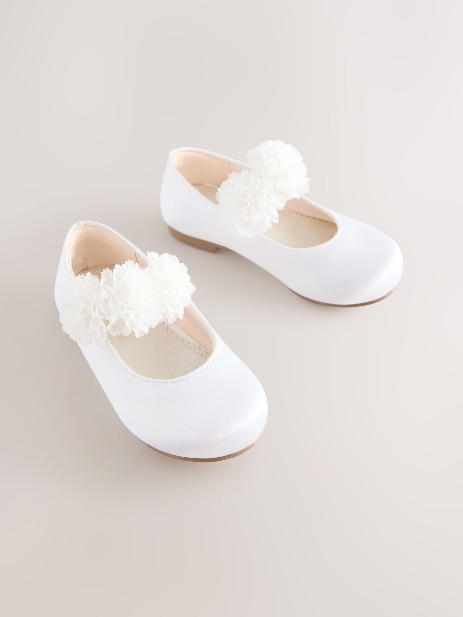 White Standard Fit (F) Satin Flower Girl Occasion Mary Jane Shoes