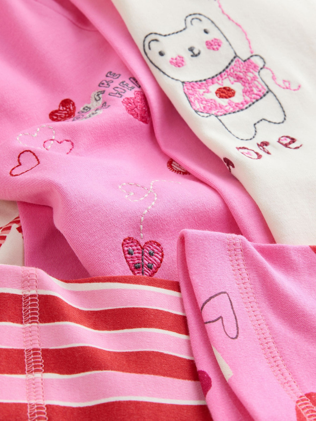 Pink/Red Snuggle Pyjamas 3 Pack (9mths-12yrs)