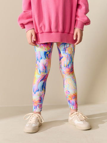 Orange/Blue Floral Leggings (3-16yrs)