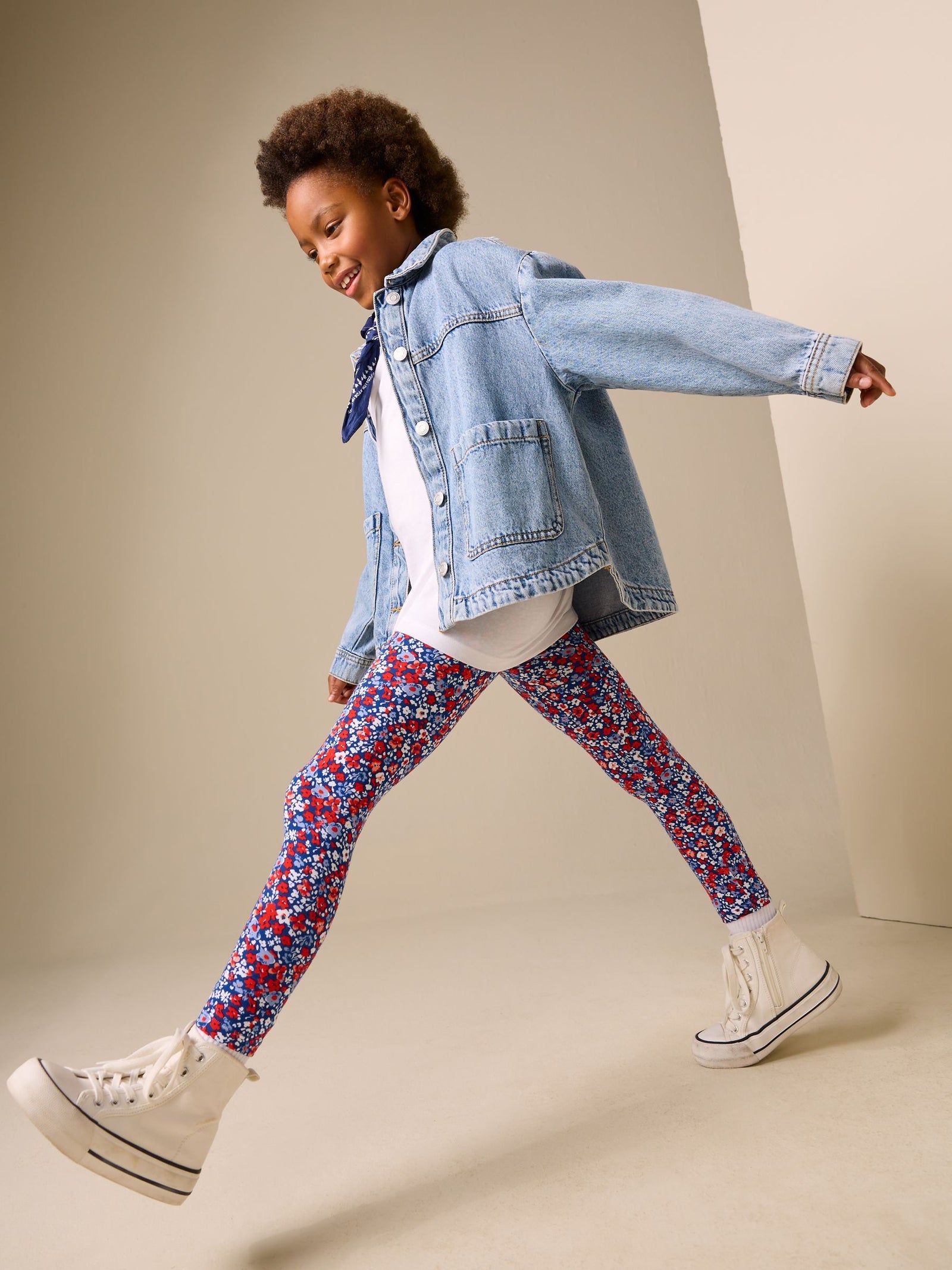 Blue/Red Floral Leggings (3-16yrs)