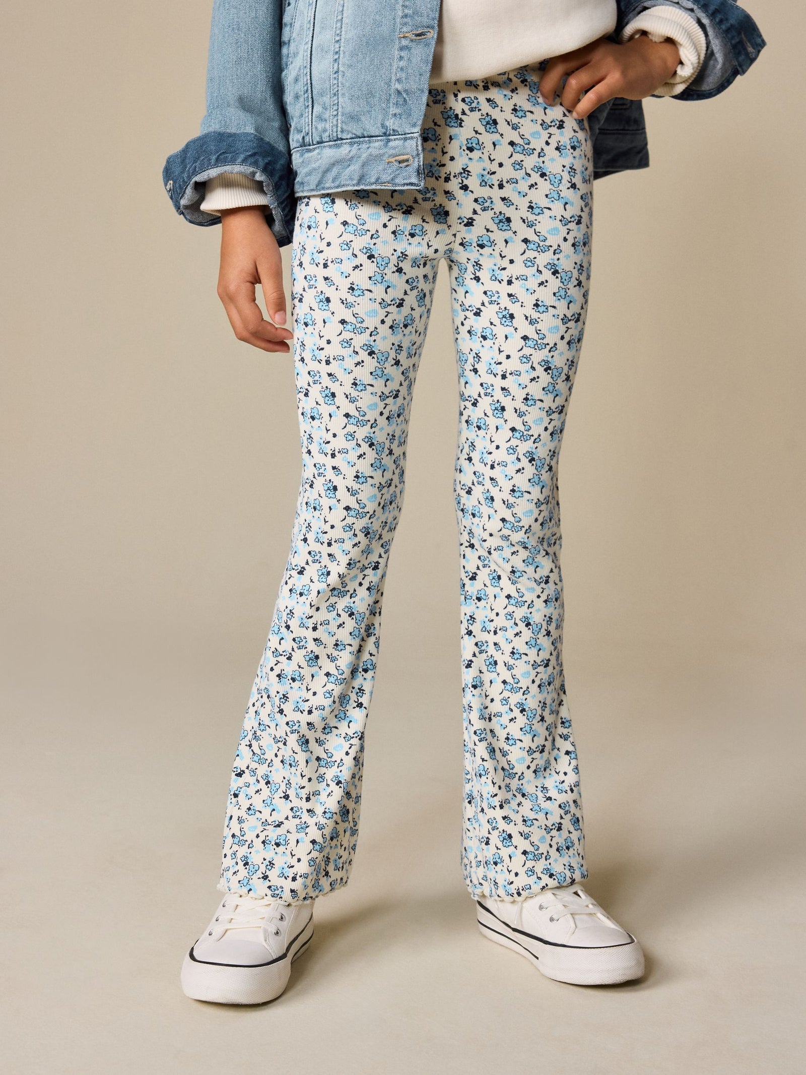 Blue Ditsy 1 Pack Rib Flare Leggings (3-16yrs)