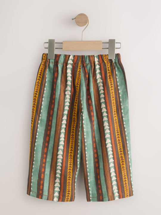 Multi Print Wide Fit Linen Blend Pull on Trousers (3mths-7yrs)