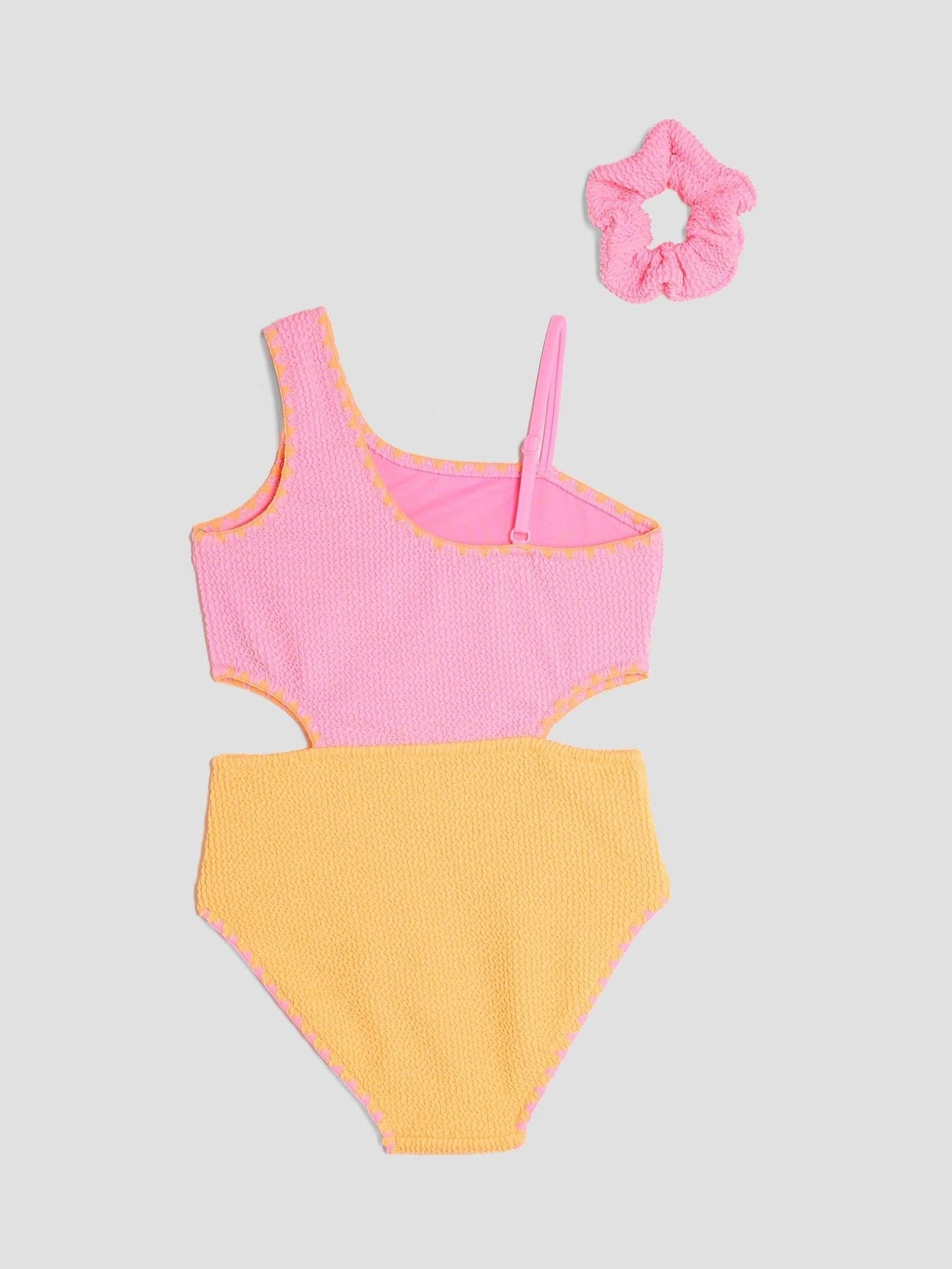 River Island Pink Girls Blocked Textured Swimsuit