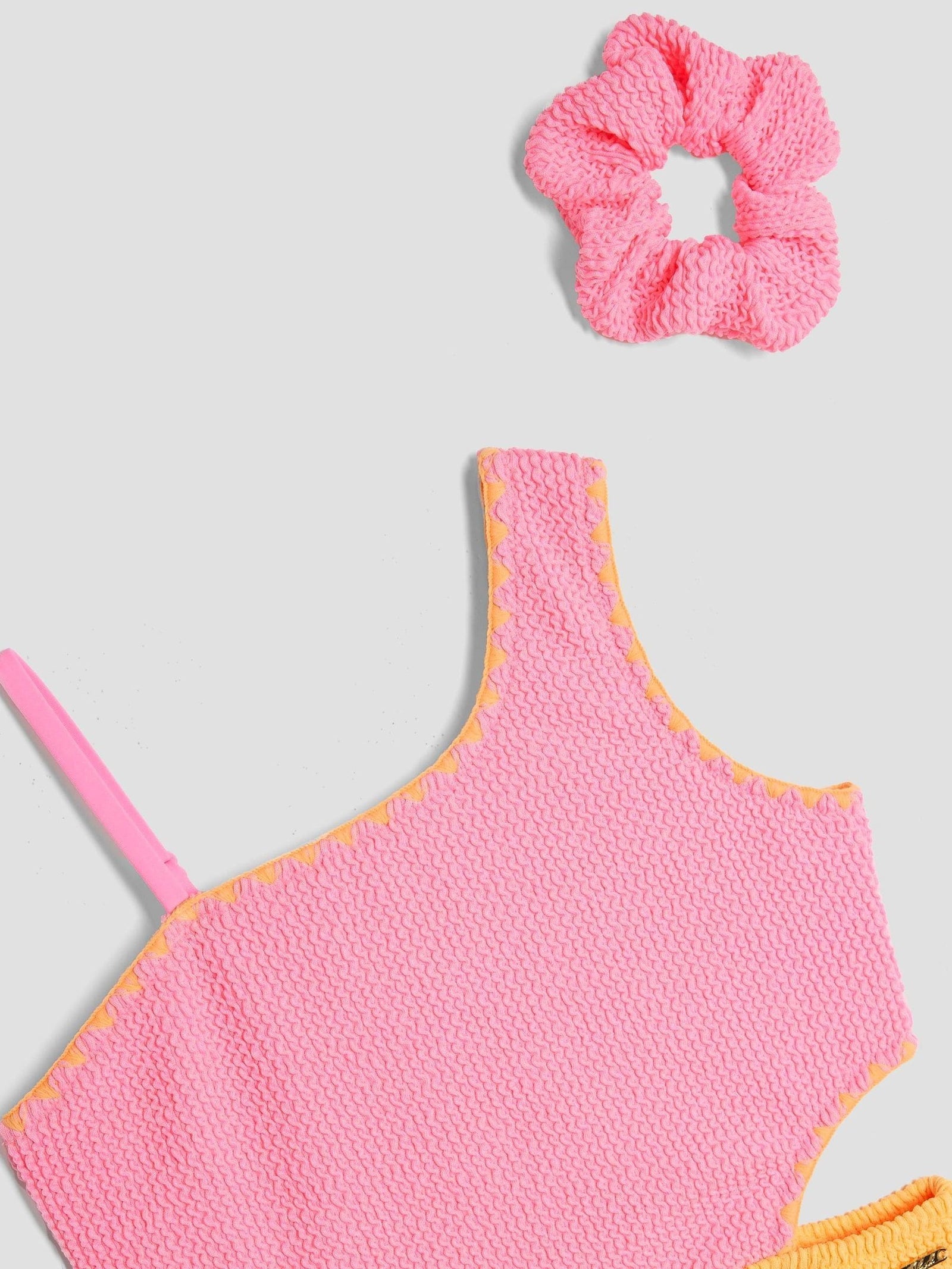 River Island Pink Girls Blocked Textured Swimsuit