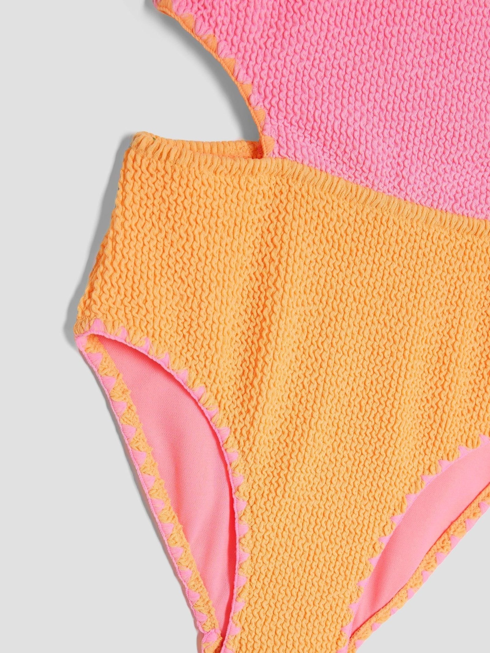 River Island Pink Girls Blocked Textured Swimsuit