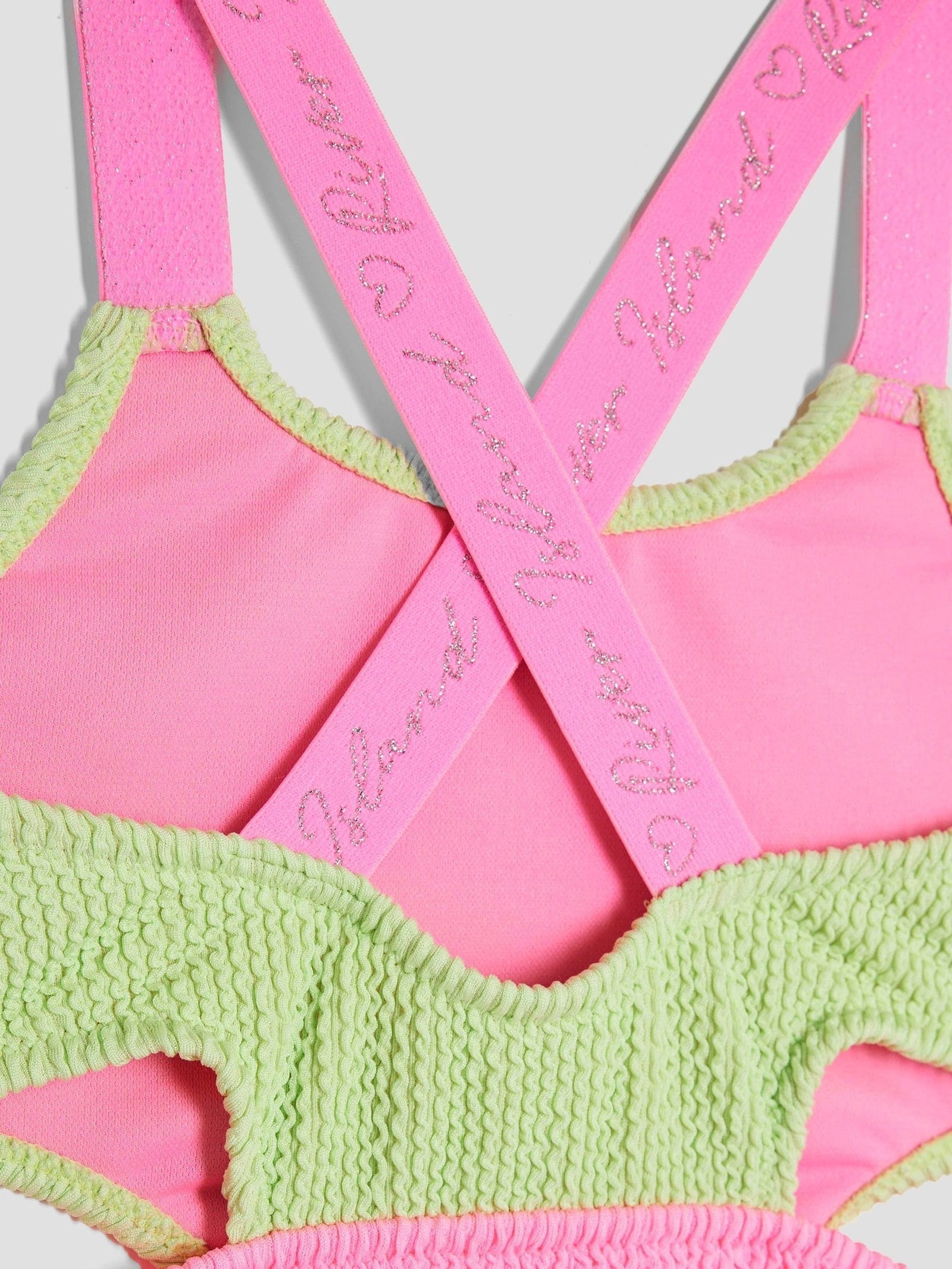 River Island Green Girls Elastic Colour Block Swimsuit