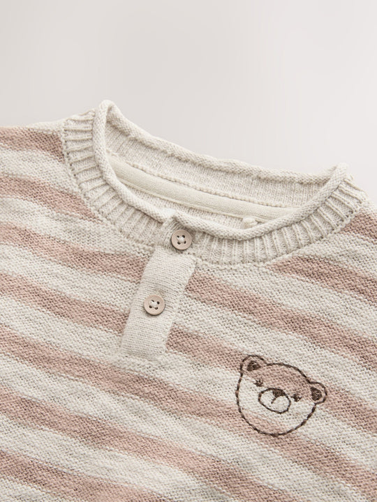 Neutral Bear Knitted Henley Jumper (3mths-7yrs)
