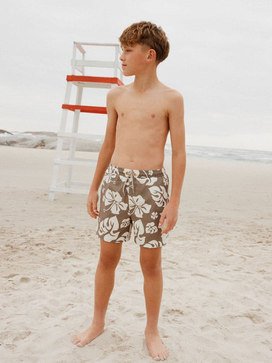 Neutral Leaf Printed Swim Shorts (3-16yrs)