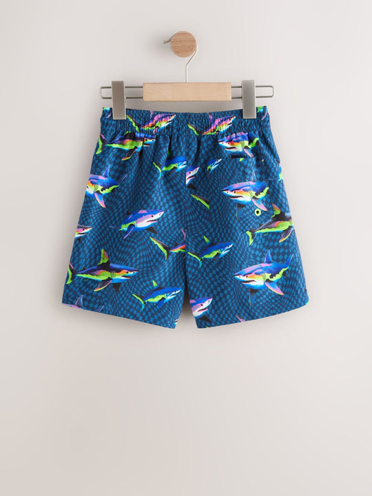 Blue Shark Printed Swim Shorts (3-16yrs)