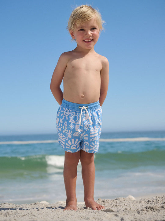 Blue Printed Swim Shorts (3mths-7yrs)