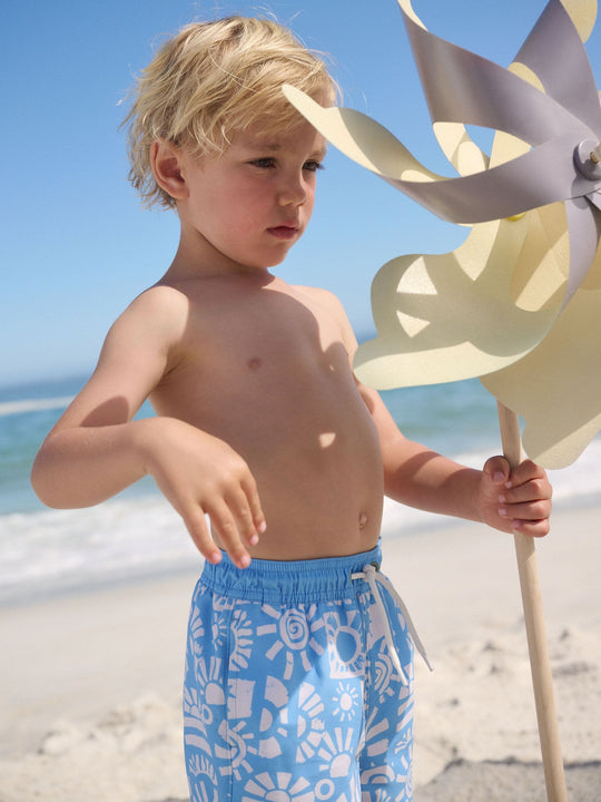 Blue Printed Swim Shorts (3mths-7yrs)