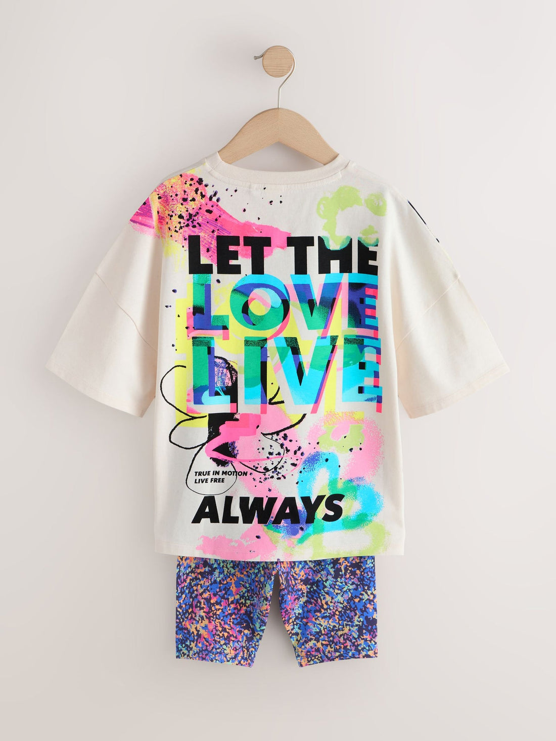 Blue/White Graffiti T-Shirt and Cycle Shorts Set (3-16yrs)