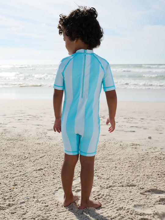Blue Stripe Sunsafe All-In-One Swimsuit (3mths-7yrs)