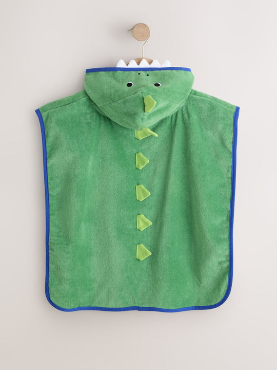 Green Dino Towelling Poncho (9mths-6yrs)