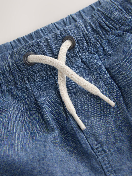 Chambray Blue Pull On Shorts (3mths-7yrs)