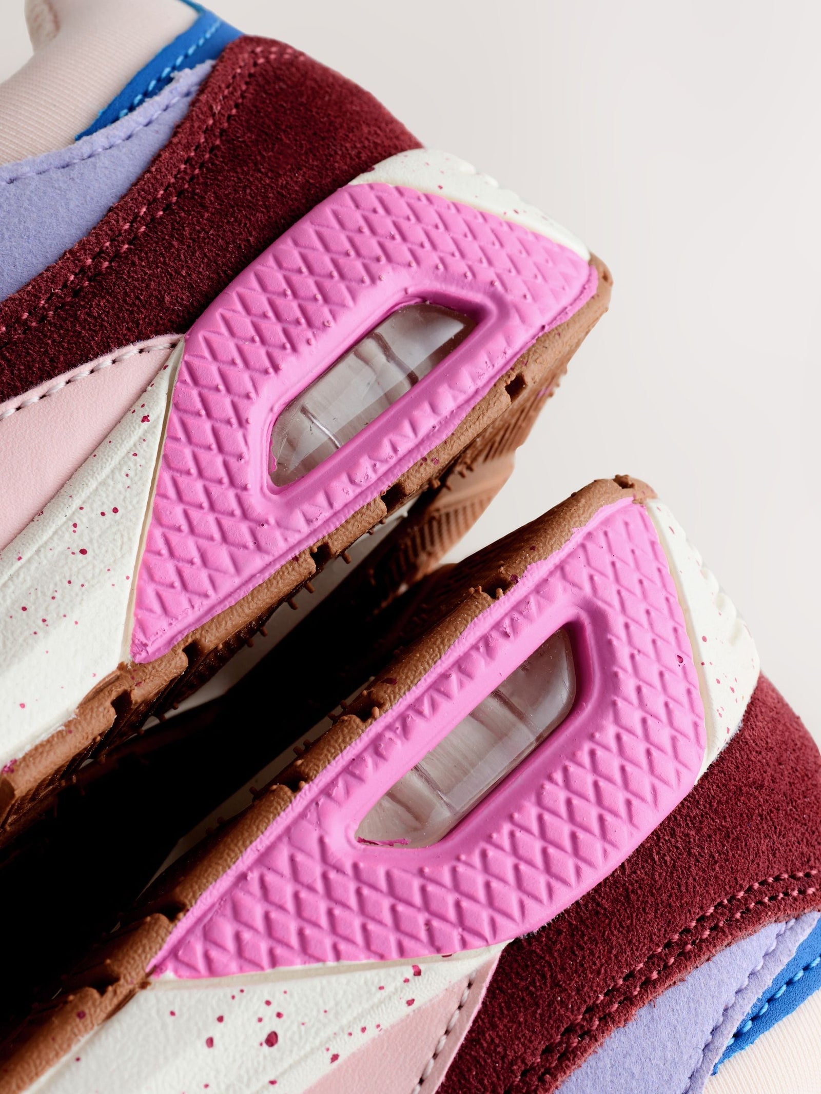 Multi Pink Elastic Lace Chunky Trainers