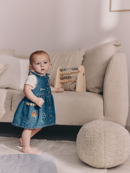 Denim Pinafore Baby Short Sleeve Bodysuit 2 Piece Set (0mths-2yrs)