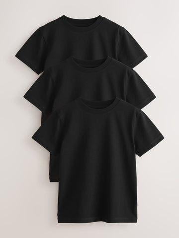 Black Regular Fit Short Sleeve T-Shirts 3 Pack (3-16yrs)
