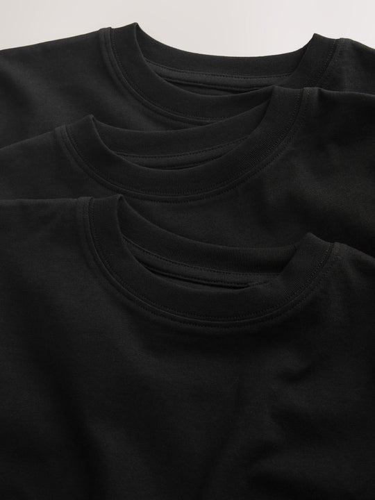 Black Regular Fit Short Sleeve T-Shirts 3 Pack (3-16yrs)