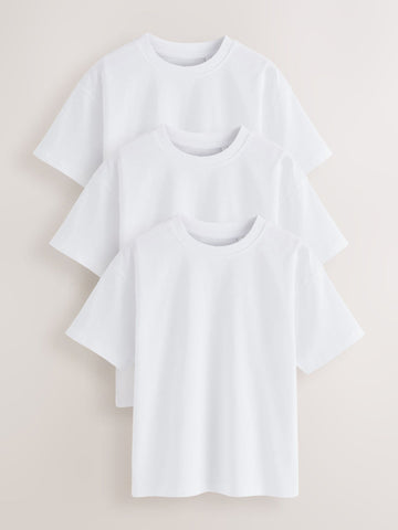 White Relaxed Fit Short Sleeve T-Shirts 3 Pack (3-16yrs)