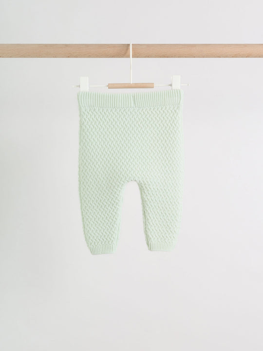 Sage Green Crochet Animal Knitted Cardigan and Legging Baby Set (0mths-2yrs)