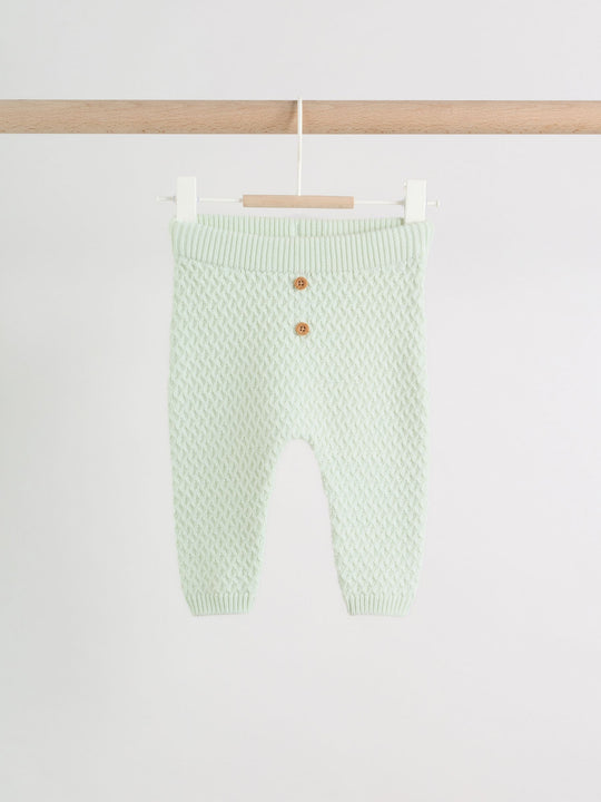 Sage Green Crochet Animal Knitted Cardigan and Legging Baby Set (0mths-2yrs)