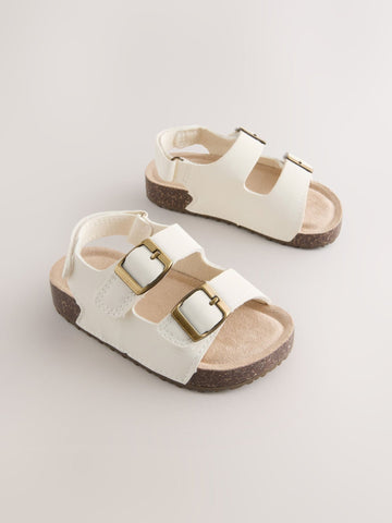 White Standard Fit (F) Corkbed Double Two Strap Sandals
