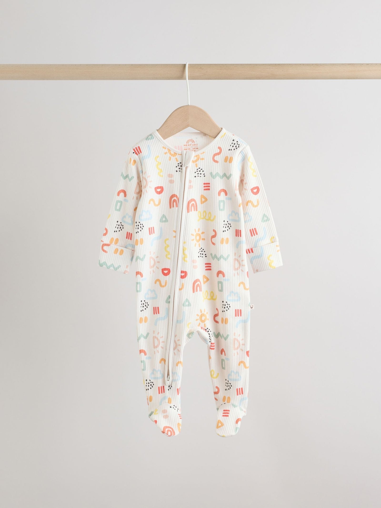Multi Two Way Zip Baby Sleepsuit 3 Pack (0-2yrs)