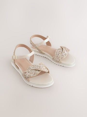Gold Glitter Occasion Sandals