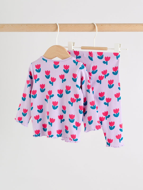 Purple Flower Baby Top and Leggings Set 2 Piece (0mths-2yrs)