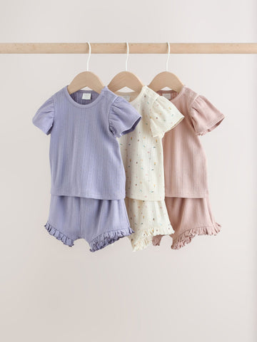 Purple Floral Short Sleeve Top and Shorts Baby Set 6 Piece (0mths-2yrs)