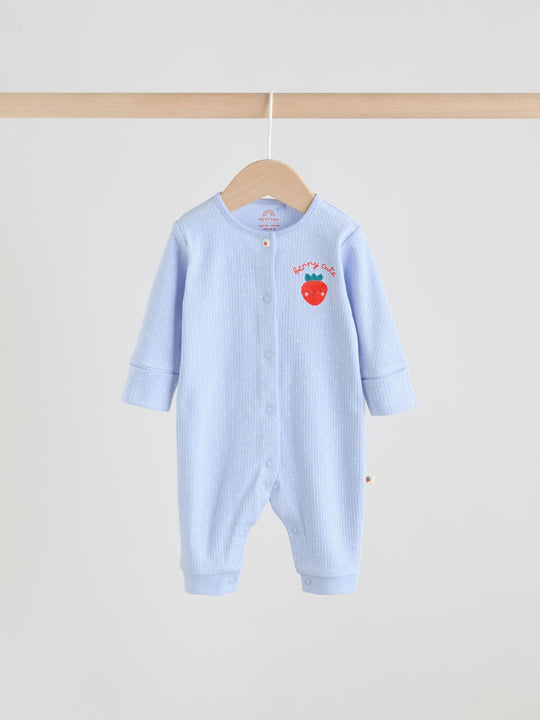 Blue Baby Strawberry Sleepsuit 3 Pack (0mths-3yrs)