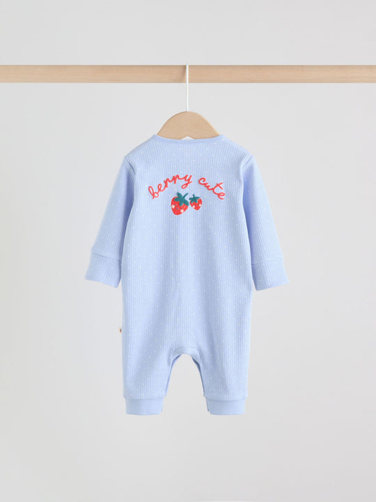 Blue Baby Strawberry Sleepsuit 3 Pack (0mths-3yrs)