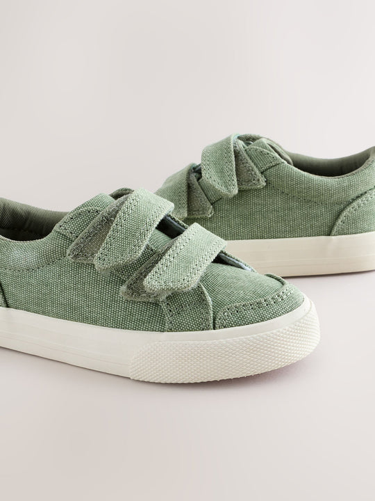 Sage Green Standard Fit (F) Two Strap Touch Fastening Trainers