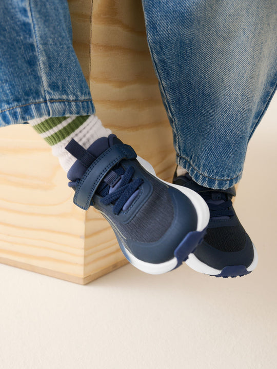 Navy Standard Fit (F) Touch Fastening Elastic Lace Trainers