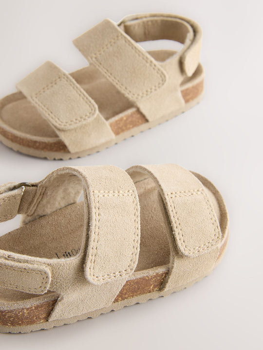 Neutral Standard Fit (F) Woven Suede Touch Fastening Sandals