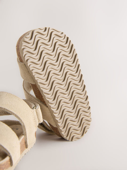 Neutral Standard Fit (F) Woven Suede Touch Fastening Sandals