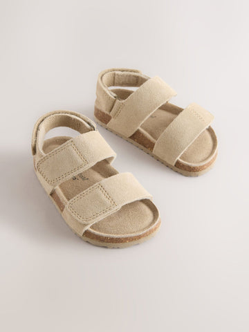 Neutral Standard Fit (F) Woven Suede Touch Fastening Sandals