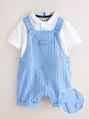 Baker by Ted Baker 'T' Texture Dungaree and Polo Shirt Set