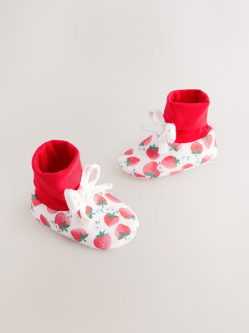 Red Strawberry Baby Sock Top Boots (0-18mths)